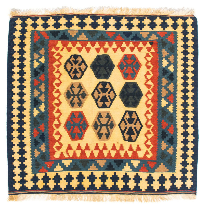 Dywan Kelim - Orientalny kwadratowy  - 103 x 100 cm - ciemnoniebieski