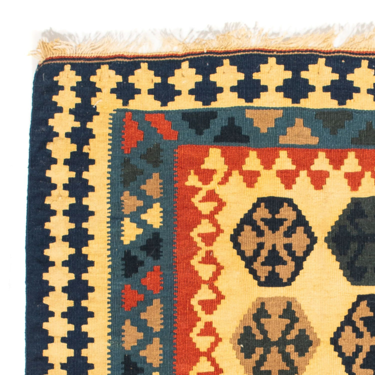 Dywan Kelim - Orientalny kwadratowy  - 103 x 100 cm - ciemnoniebieski