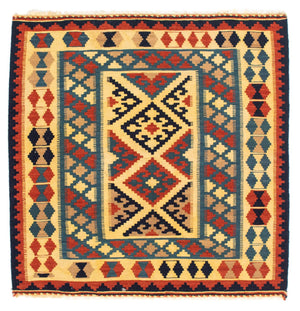 Dywan Kelim - Orientalny kwadratowy  - 100 x 100 cm - niebieski