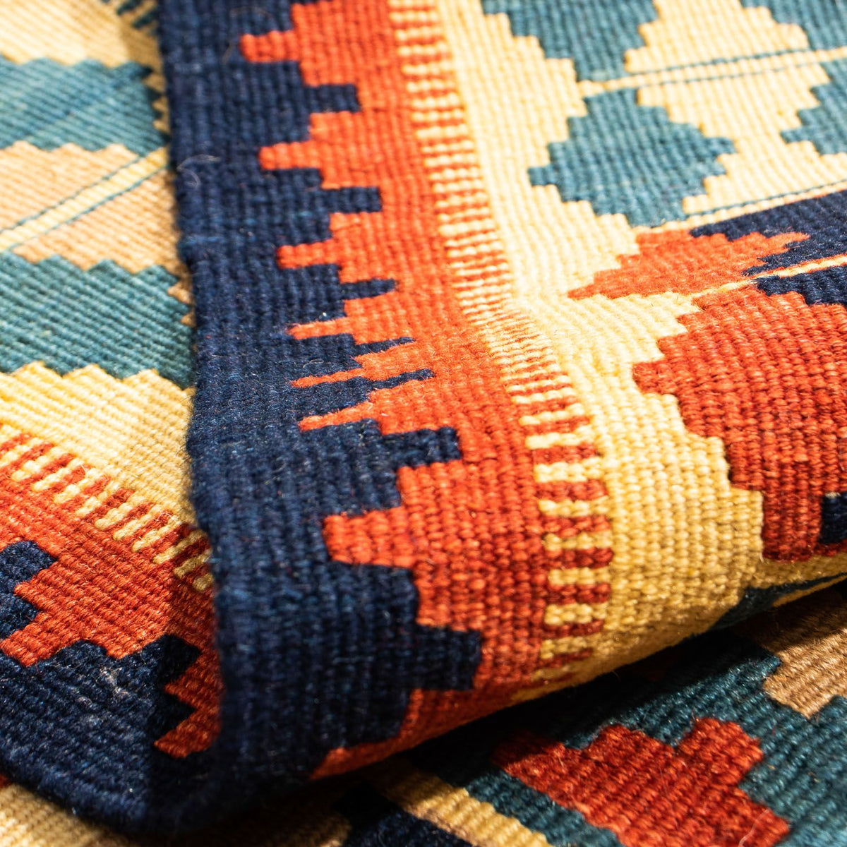 Dywan Kelim - Orientalny kwadratowy  - 100 x 100 cm - niebieski