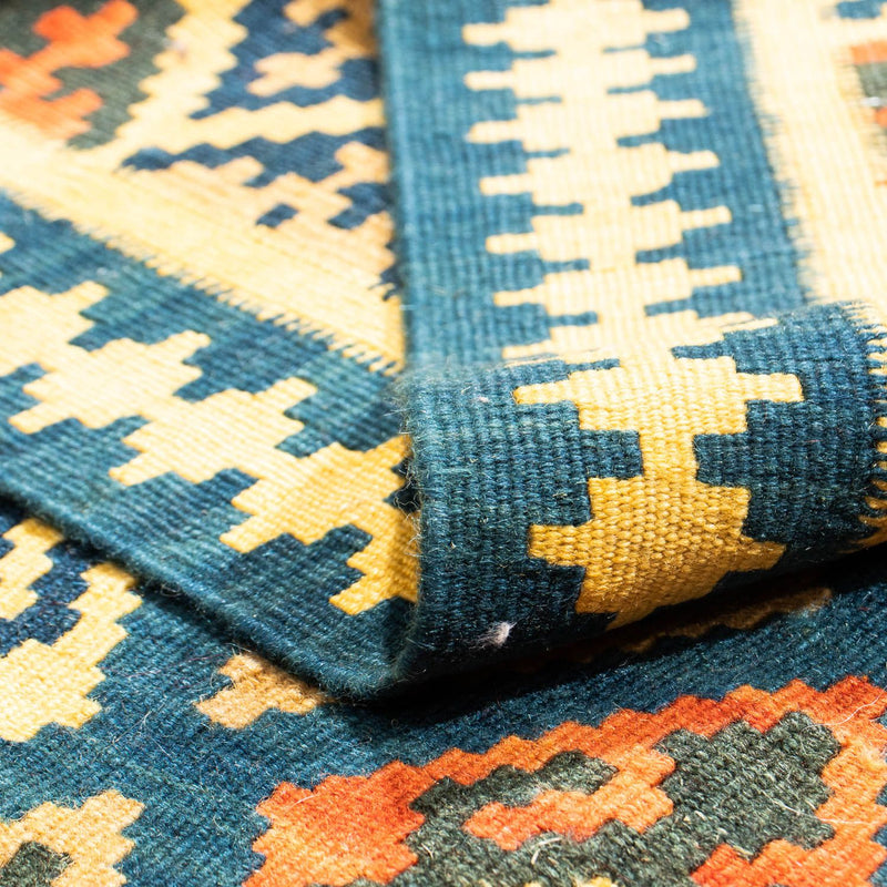 Dywan Kelim - Orientalny kwadratowy  - 107 x 100 cm - ciemnoniebieski