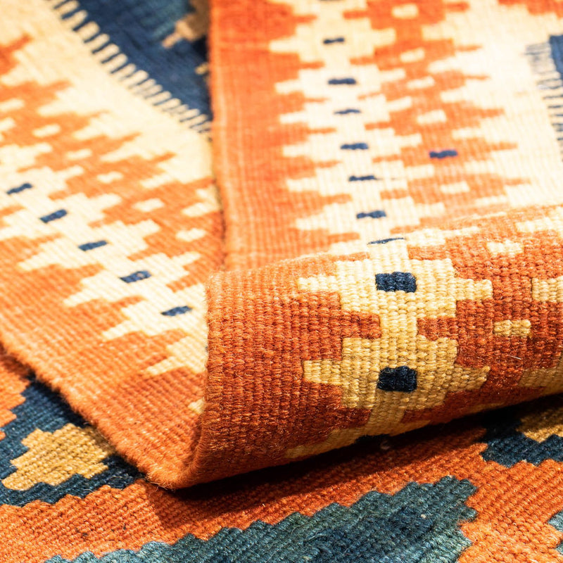 Dywan Kelim - Orientalny kwadratowy  - 107 x 100 cm - rdza