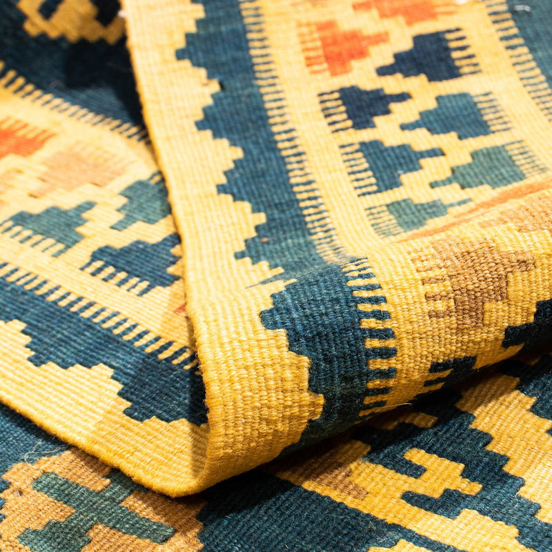 Dywan Kelim - Orientalny kwadratowy  - 102 x 95 cm - żółty