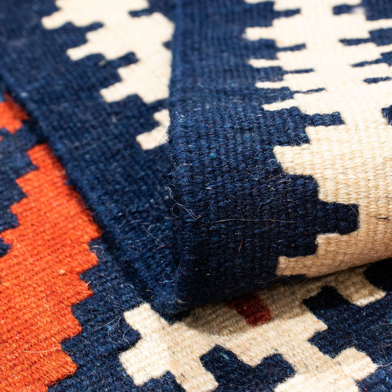 Dywan Kelim - Orientalny kwadratowy  - 103 x 100 cm - ciemnoniebieski