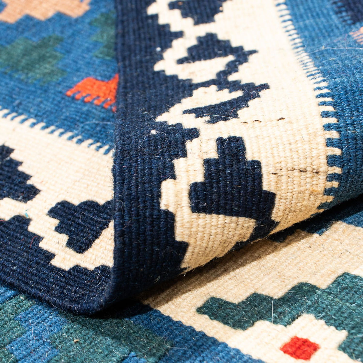 Dywan Kelim - Orientalny kwadratowy  - 103 x 102 cm - jasnoniebieski