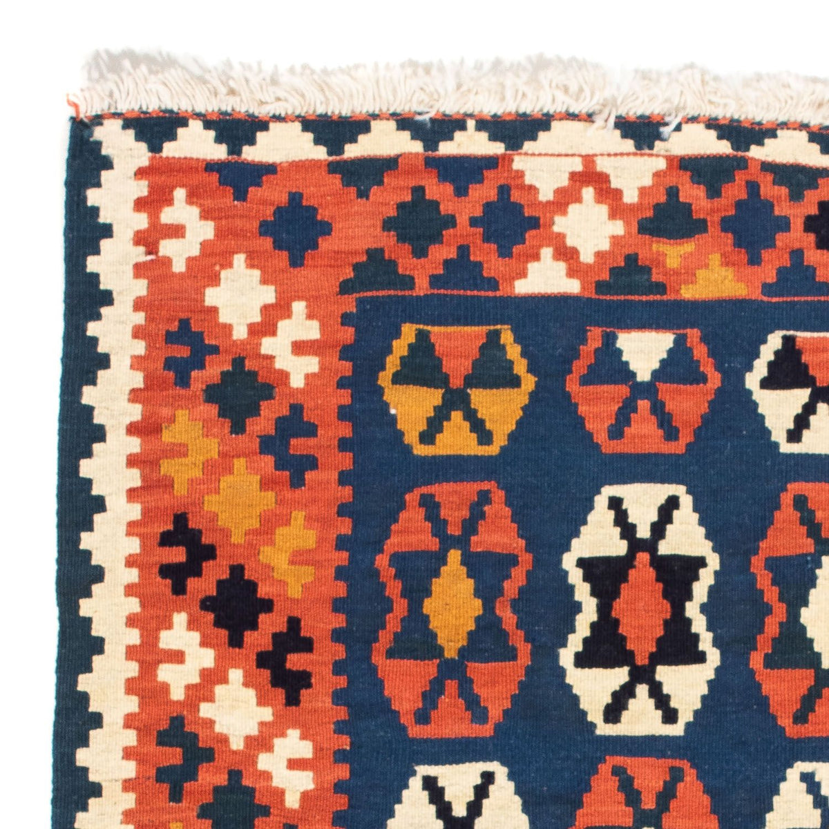 Dywan Kelim - Orientalny kwadratowy  - 100 x 96 cm - ciemnoniebieski