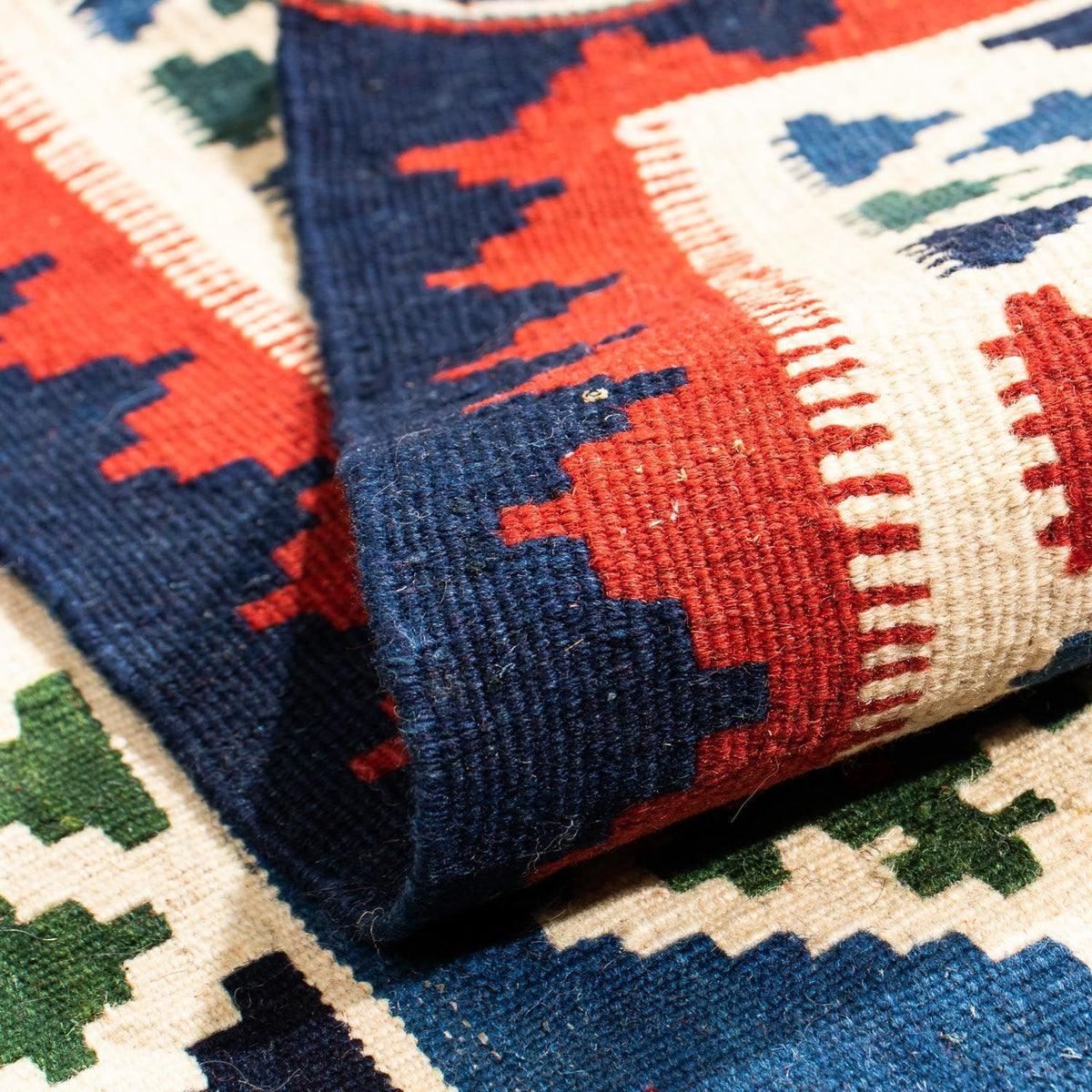 Dywan Kelim - Orientalny kwadratowy  - 100 x 100 cm - ciemnoniebieski