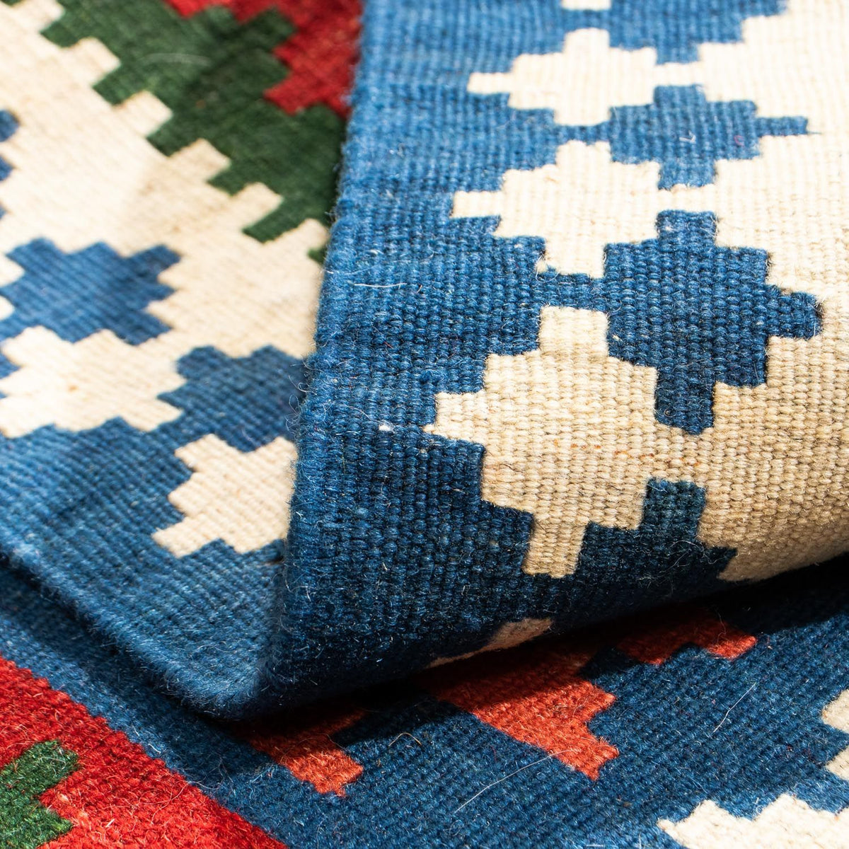 Dywan Kelim - Orientalny kwadratowy  - 104 x 100 cm - ciemnoniebieski