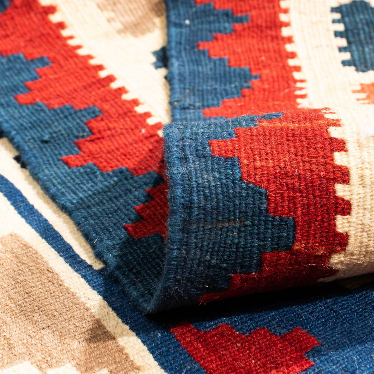 Dywan Kelim - Orientalny kwadratowy  - 104 x 102 cm - ciemnoniebieski