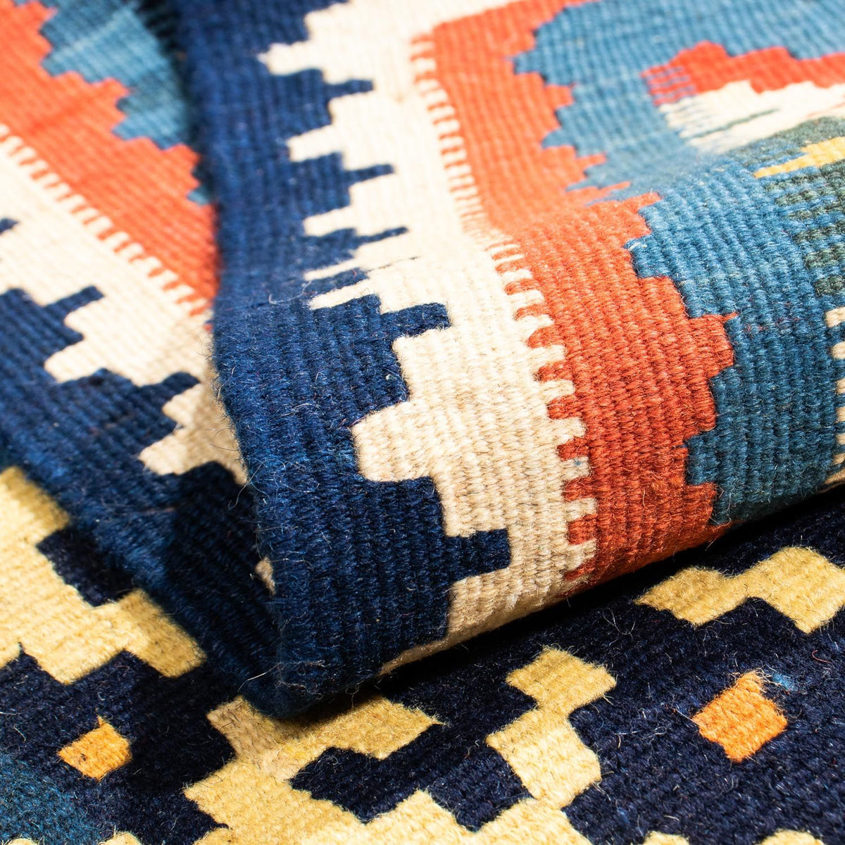 Dywan Kelim - Orientalny kwadratowy  - 103 x 93 cm - jasnoniebieski