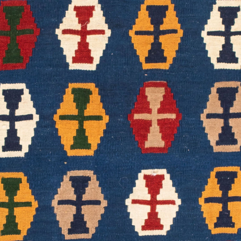 Dywan Kelim - Orientalny kwadratowy  - 96 x 96 cm - ciemnoniebieski