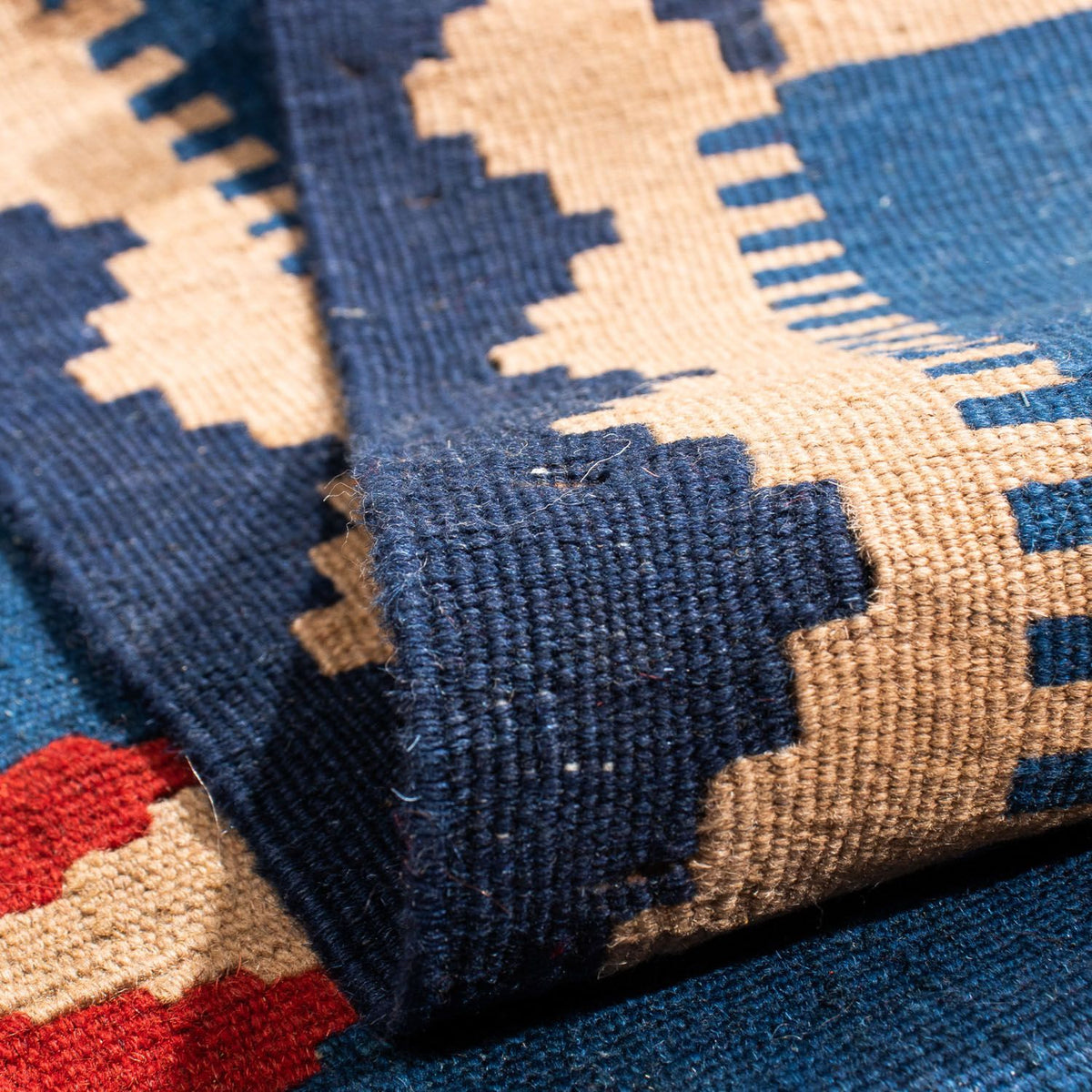 Dywan Kelim - Orientalny kwadratowy  - 96 x 96 cm - ciemnoniebieski