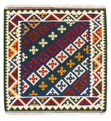 Dywan Kelim - Orientalny kwadratowy  - 104 x 102 cm - ciemnoniebieski