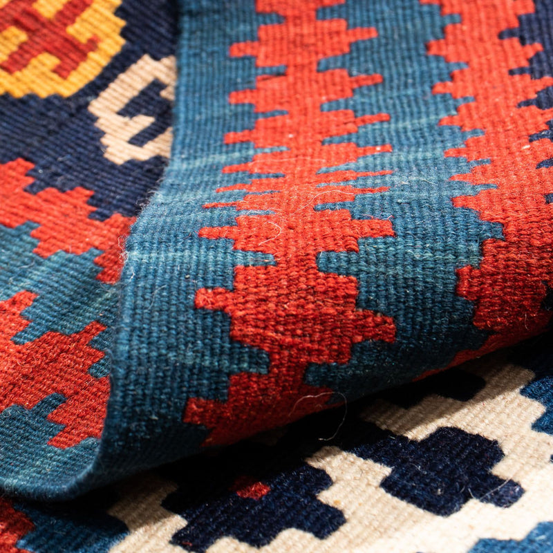 Dywan Kelim - Orientalny kwadratowy  - 104 x 103 cm - ciemnoniebieski