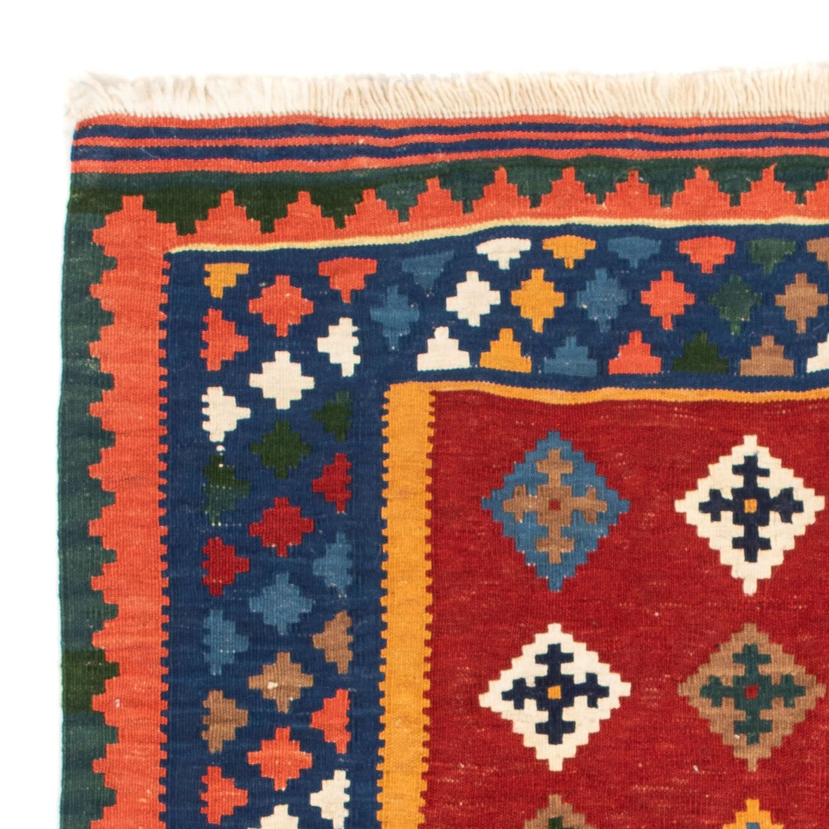 Dywan Kelim - Orientalny kwadratowy  - 104 x 101 cm - ciemna czerwień