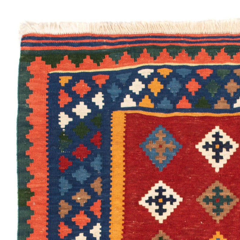 Dywan Kelim - Orientalny kwadratowy  - 104 x 101 cm - ciemna czerwień