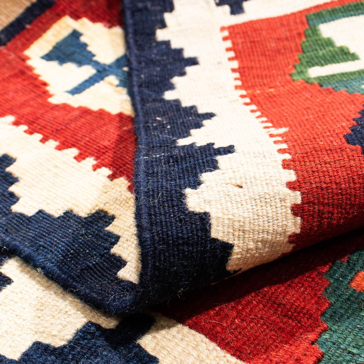 Dywan Kelim - Orientalny kwadratowy  - 100 x 96 cm - ciemnoniebieski