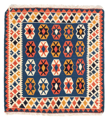 Dywan Kelim - Orientalny kwadratowy  - 103 x 100 cm - ciemnoniebieski