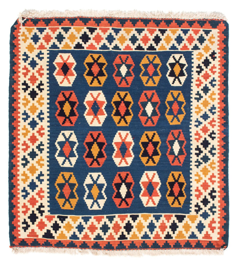 Dywan Kelim - Orientalny kwadratowy  - 103 x 100 cm - ciemnoniebieski