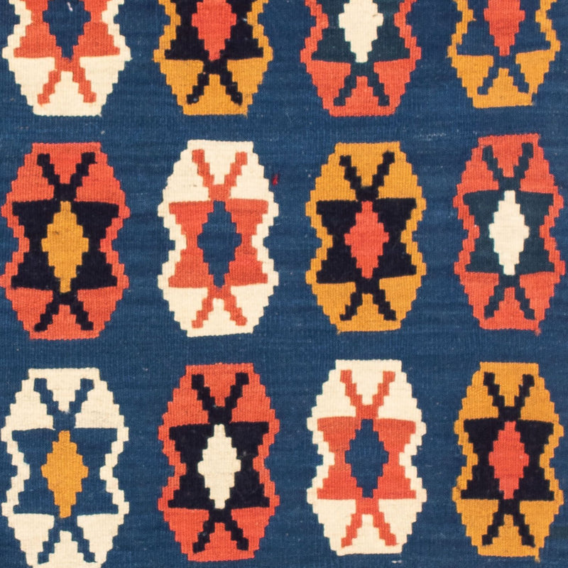 Dywan Kelim - Orientalny kwadratowy  - 103 x 100 cm - ciemnoniebieski