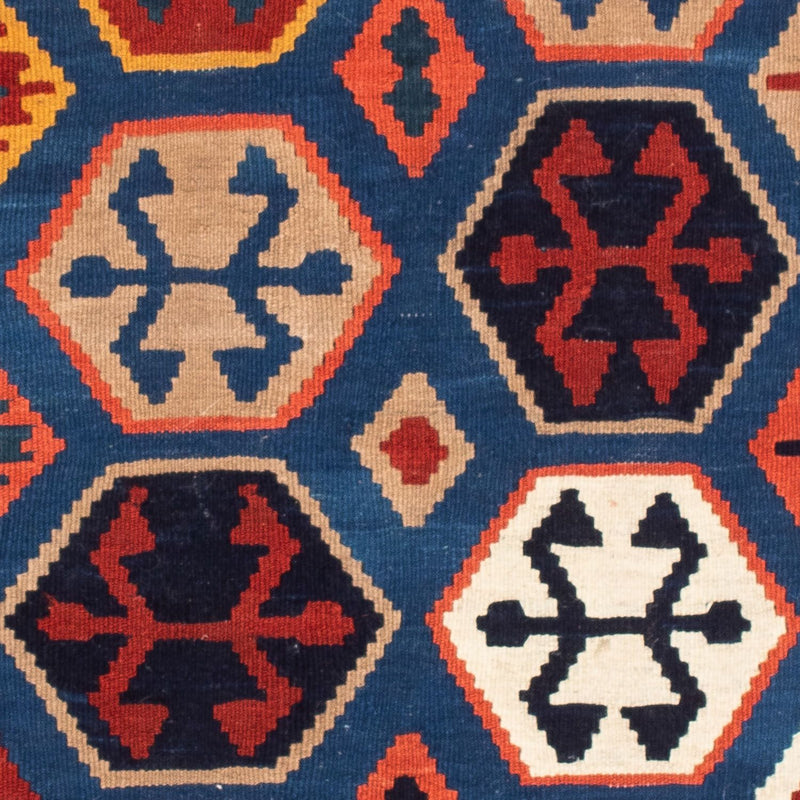 Dywan Kelim - Orientalny kwadratowy  - 102 x 100 cm - niebieski