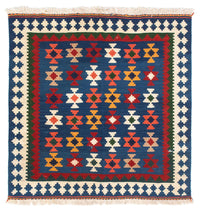 Dywan Kelim - Orientalny kwadratowy  - 103 x 100 cm - ciemnoniebieski