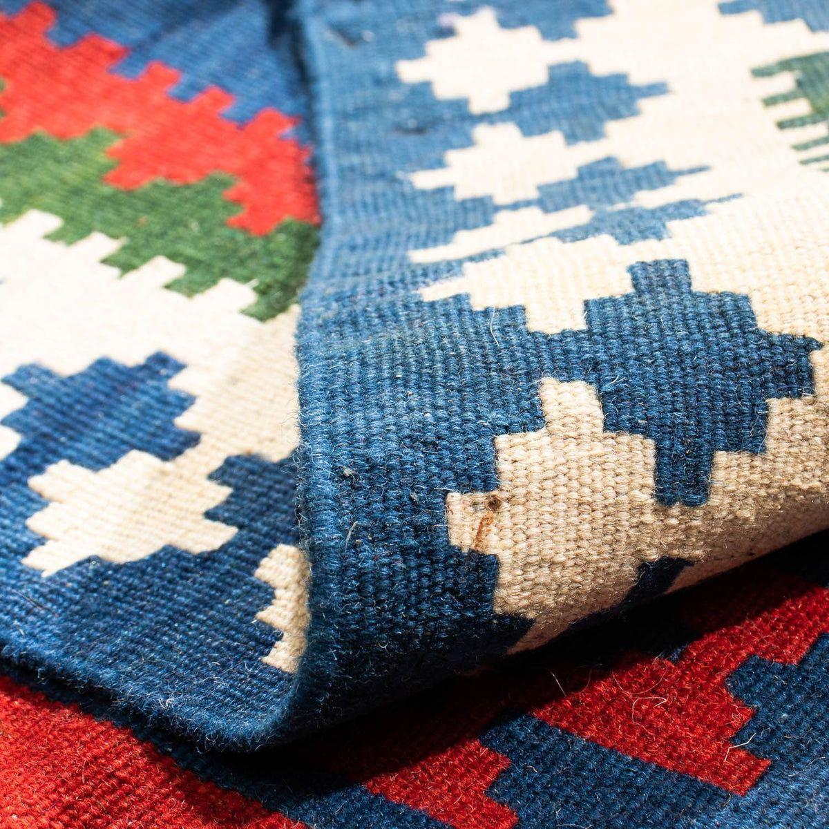 Dywan Kelim - Orientalny kwadratowy  - 103 x 100 cm - ciemnoniebieski