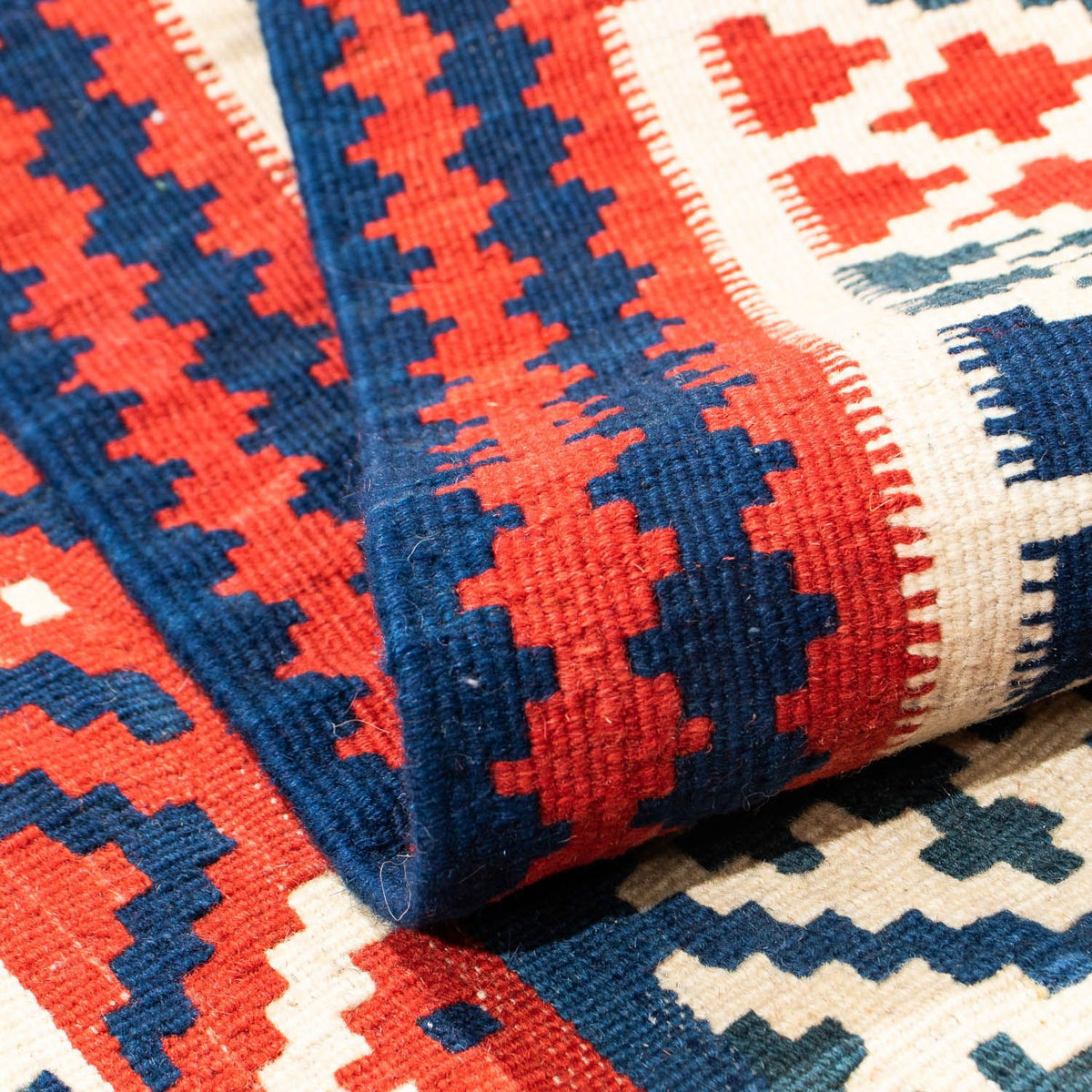 Dywan Kelim - Orientalny kwadratowy  - 100 x 95 cm - ciemnoniebieski