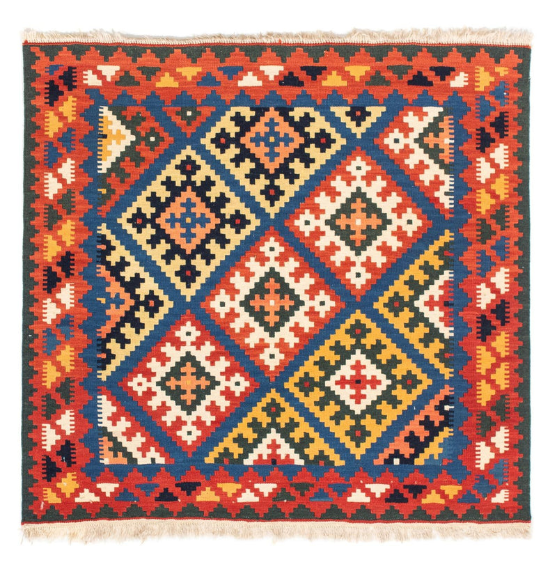 Dywan Kelim - Orientalny kwadratowy  - 104 x 100 cm - ciemnoniebieski