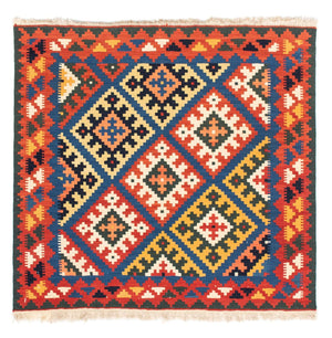 Dywan Kelim - Orientalny kwadratowy  - 104 x 100 cm - ciemnoniebieski