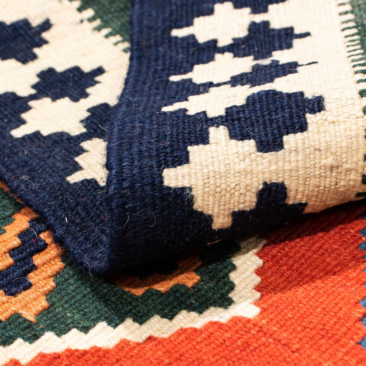 Dywan Kelim - Orientalny kwadratowy  - 105 x 103 cm - czerwony