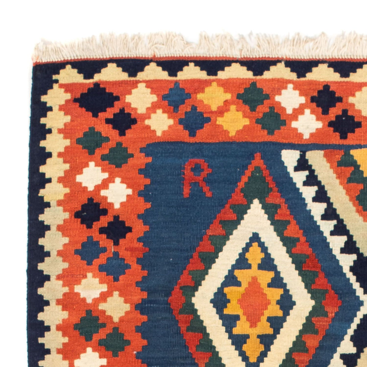 Dywan Kelim - Orientalny kwadratowy  - 100 x 98 cm - ciemnoniebieski