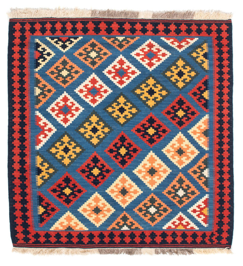 Dywan Kelim - Orientalny kwadratowy  - 110 x 107 cm - niebieski