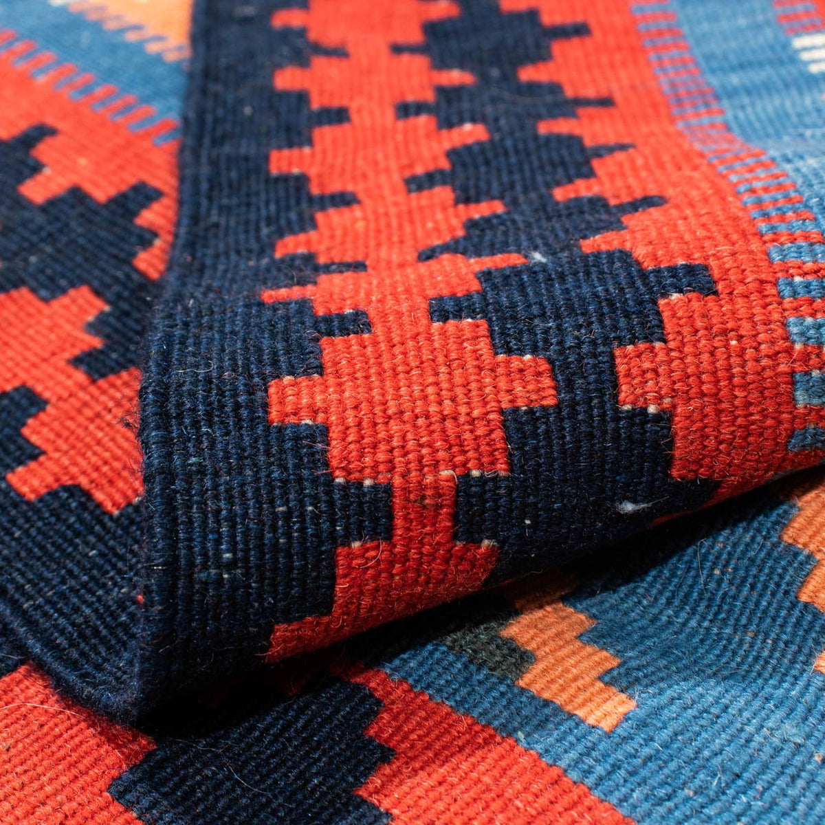 Dywan Kelim - Orientalny kwadratowy  - 110 x 107 cm - niebieski