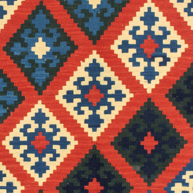 Dywan Kelim - Orientalny kwadratowy  - 105 x 103 cm - ciemna czerwień