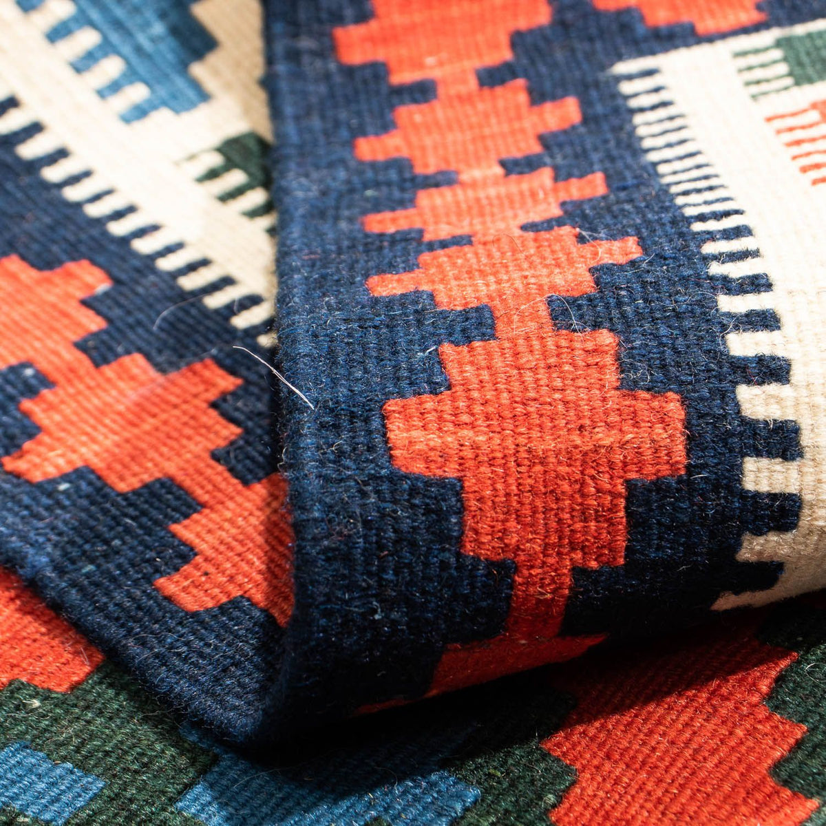 Dywan Kelim - Orientalny kwadratowy  - 105 x 103 cm - ciemna czerwień