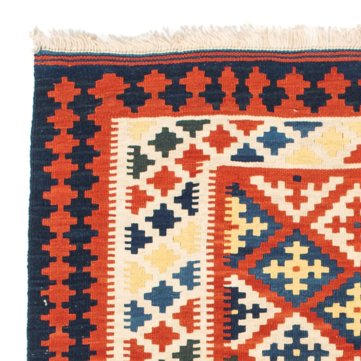 Dywan Kelim - Orientalny kwadratowy  - 107 x 100 cm - ciemna czerwień