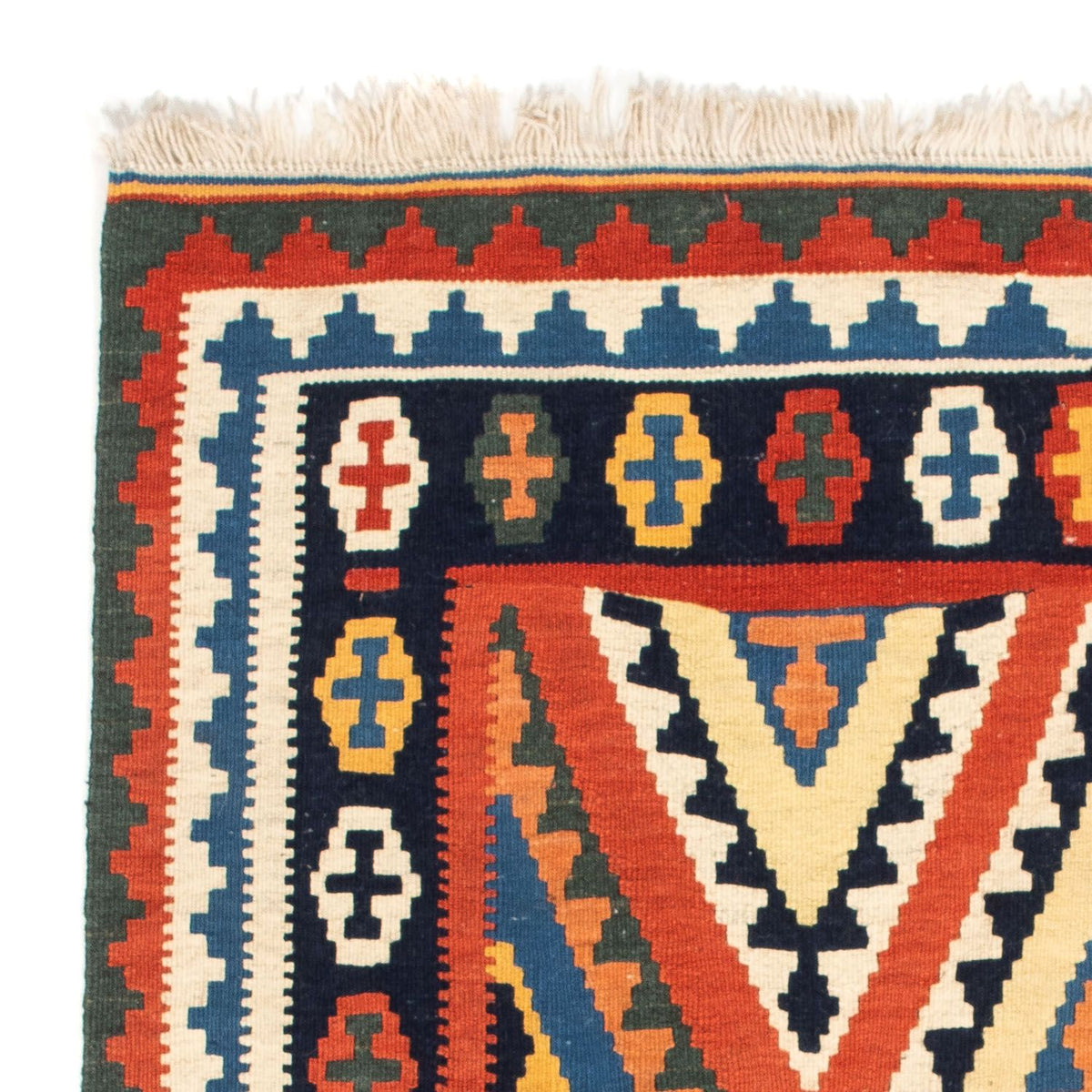 Dywan Kelim - Orientalny kwadratowy  - 114 x 102 cm - czerwony