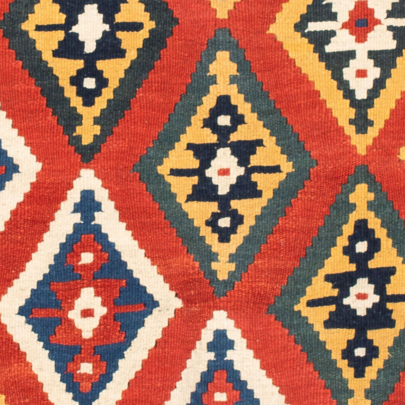 Dywan Kelim - Orientalny kwadratowy  - 108 x 104 cm - pomarańczowy