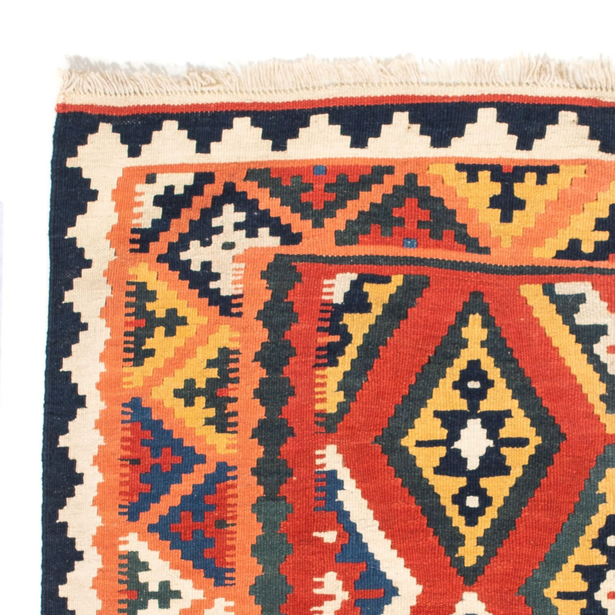 Dywan Kelim - Orientalny kwadratowy  - 108 x 104 cm - pomarańczowy