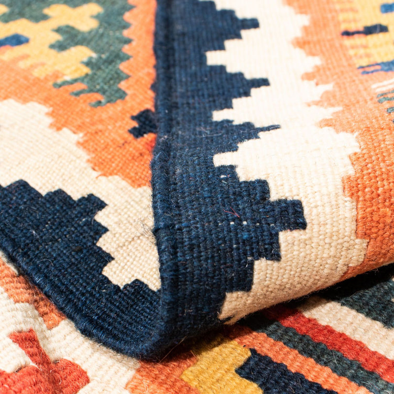 Dywan Kelim - Orientalny kwadratowy  - 108 x 104 cm - pomarańczowy