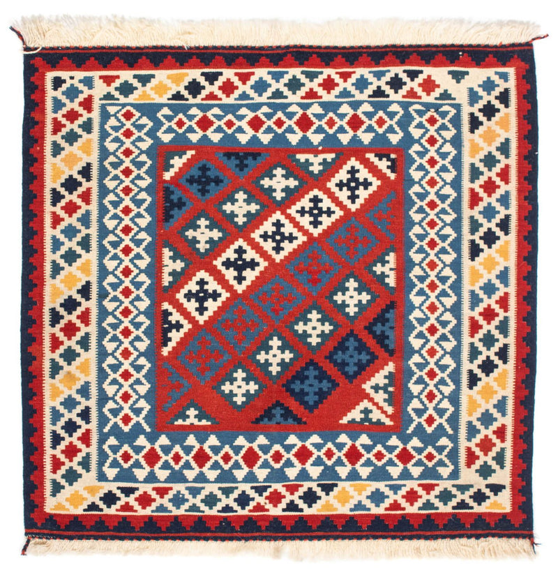 Dywan Kelim - Orientalny kwadratowy  - 105 x 103 cm - czerwony