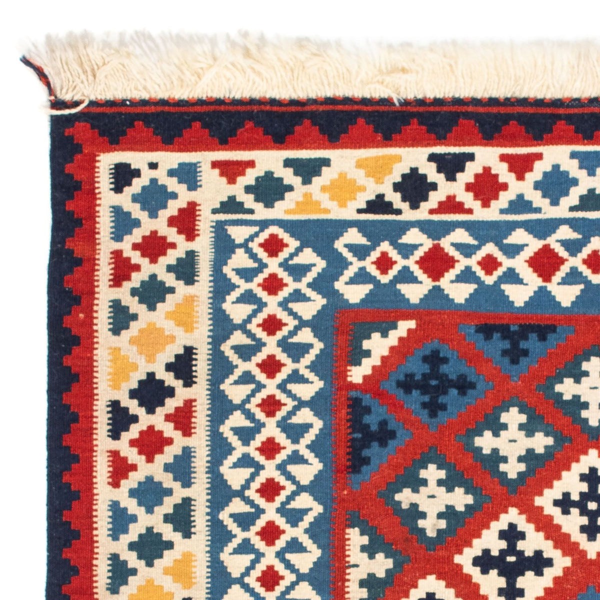 Dywan Kelim - Orientalny kwadratowy  - 105 x 103 cm - czerwony