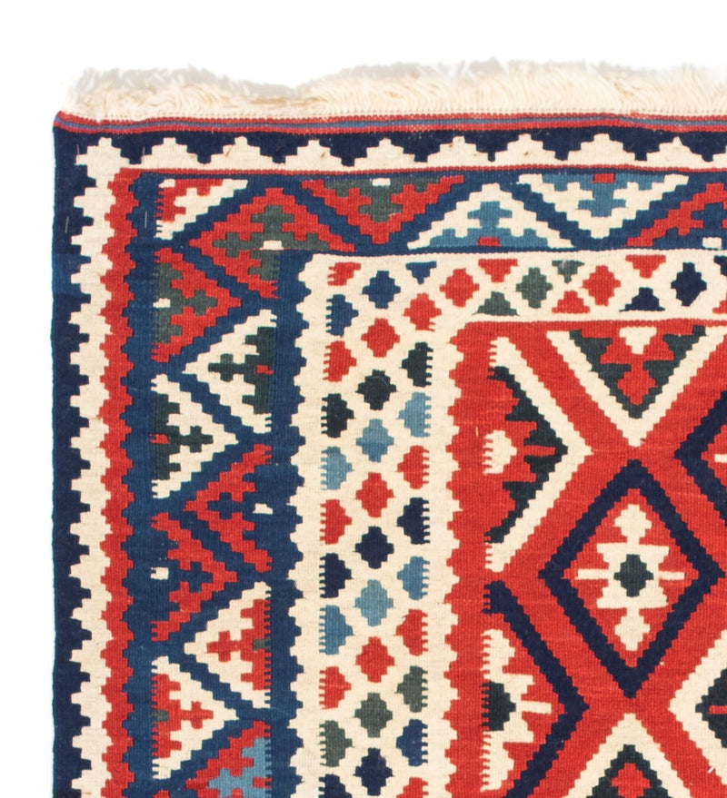 Dywan Kelim - Orientalny kwadratowy  - 104 x 102 cm - ciemna czerwień