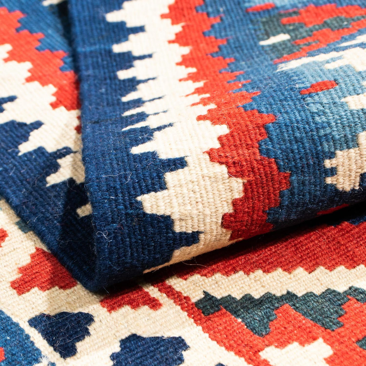 Dywan Kelim - Orientalny kwadratowy  - 104 x 102 cm - ciemna czerwień