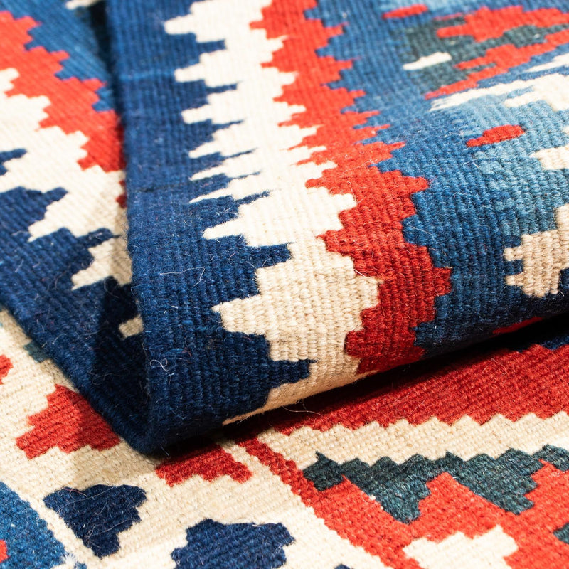 Dywan Kelim - Orientalny kwadratowy  - 104 x 102 cm - ciemna czerwień