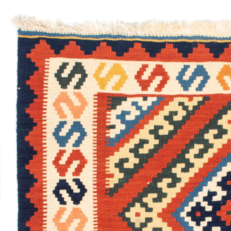 Dywan Kelim - Orientalny kwadratowy  - 103 x 102 cm - ciemna czerwień