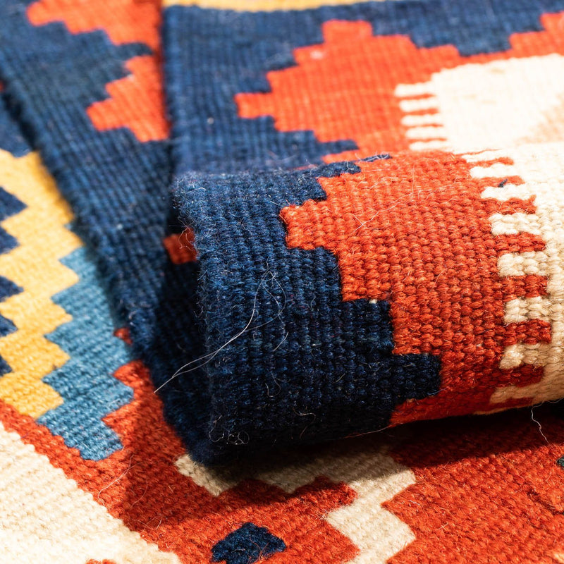 Dywan Kelim - Orientalny kwadratowy  - 103 x 102 cm - ciemna czerwień