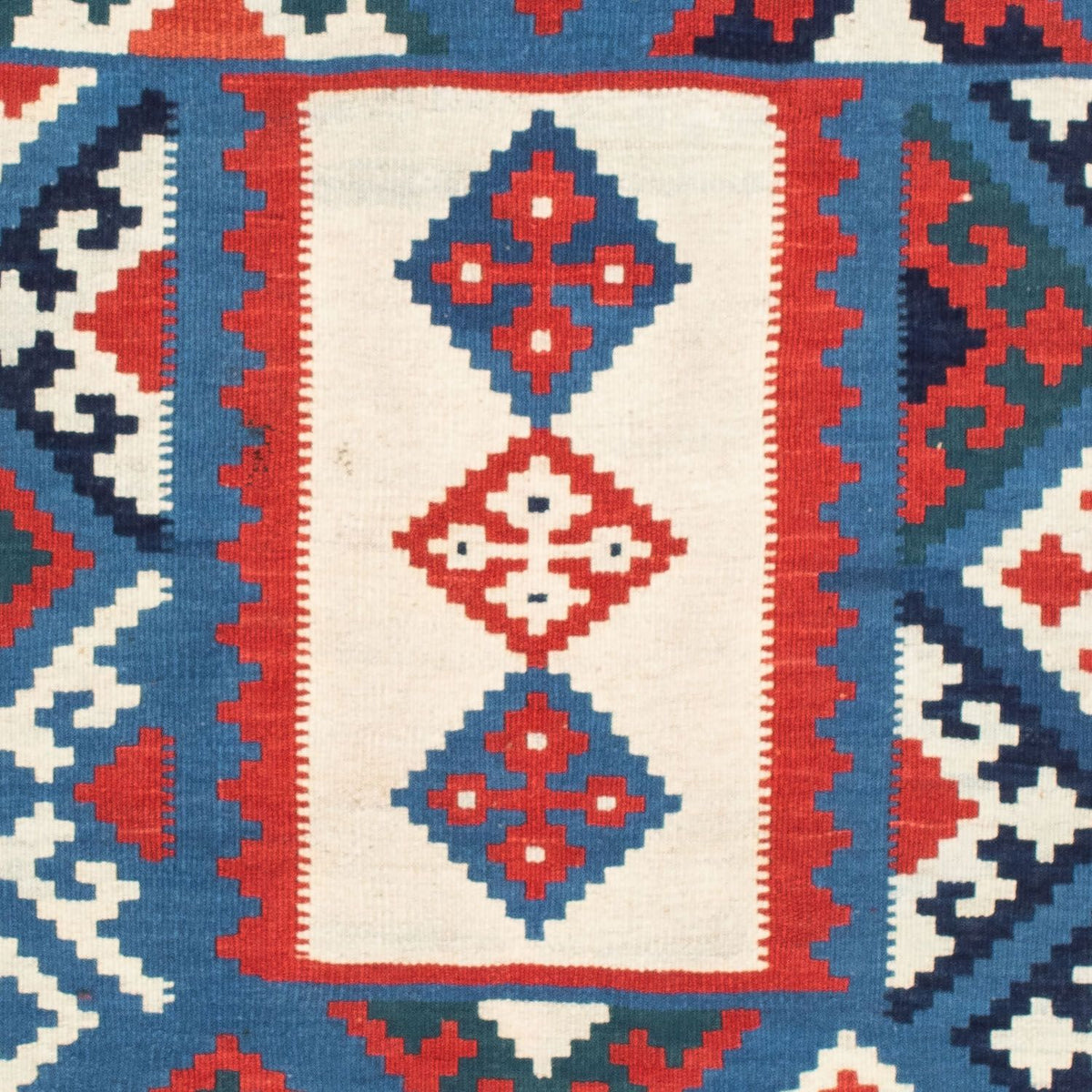 Dywan Kelim - Orientalny kwadratowy  - 104 x 103 cm - ciemnoniebieski