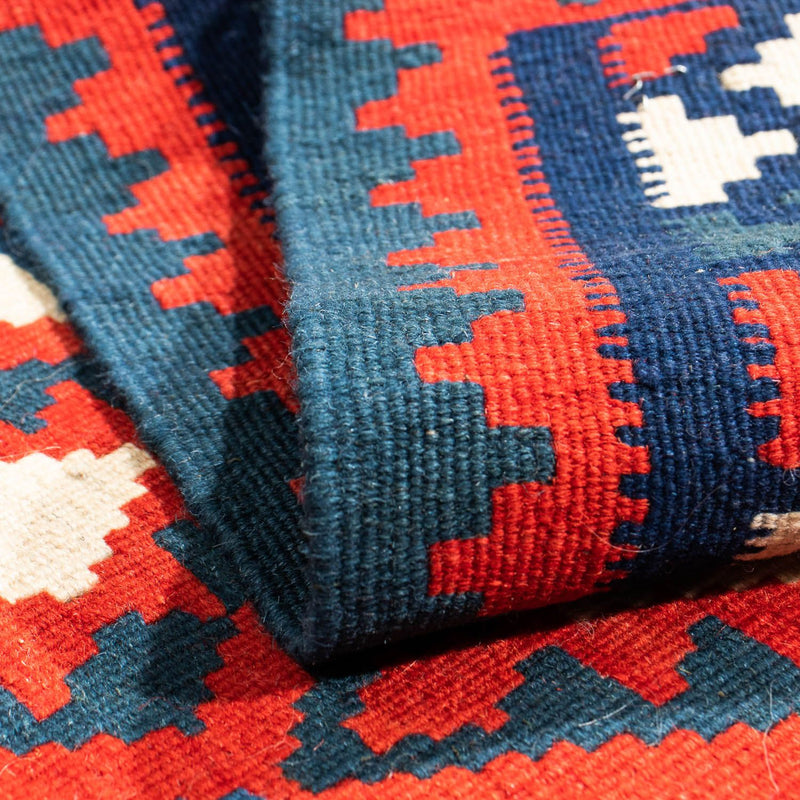 Dywan Kelim - Orientalny kwadratowy  - 102 x 94 cm - ciemna czerwień